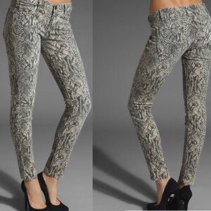Current/Elliott Jeans Low Rise The Ankle Skinny Canvas Python Snake Print Sz‎ 26